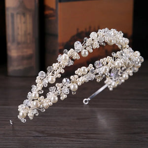 Luxury Pearl Crystal Bridal Tiaras Wedding Crown Crystal-manmade Diadem For Bride Hair Jewelry Hairband Accessories Hair Wear