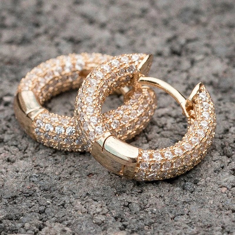 Luxury Women Small Hoop Earrings Dazzling Micro Paved CZ Stones Versatile Female Accessories High Quality Fashion Jewelry - EUFASHIONBAGS