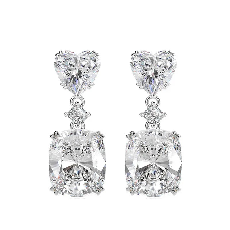 New Trendy Women Dangle Earrings Geometric Cubic Zirconia Wedding Engagement Accessories Elegant Earrings Female Jewelry