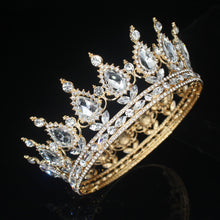 Cargar imagen en el visor de la galería, Crystal Queen King Tiaras and Crowns Bridal Diadem Women/Men Hair Ornaments Bride Rhinestone Wedding Head Jewelry Accessories