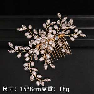 Crystal Rhineston Pearl Bridal Hair Comb Wedding Hair Accessories Head Ornaments Women Tiara Pearl Hair Comb Jewelry Headpiece