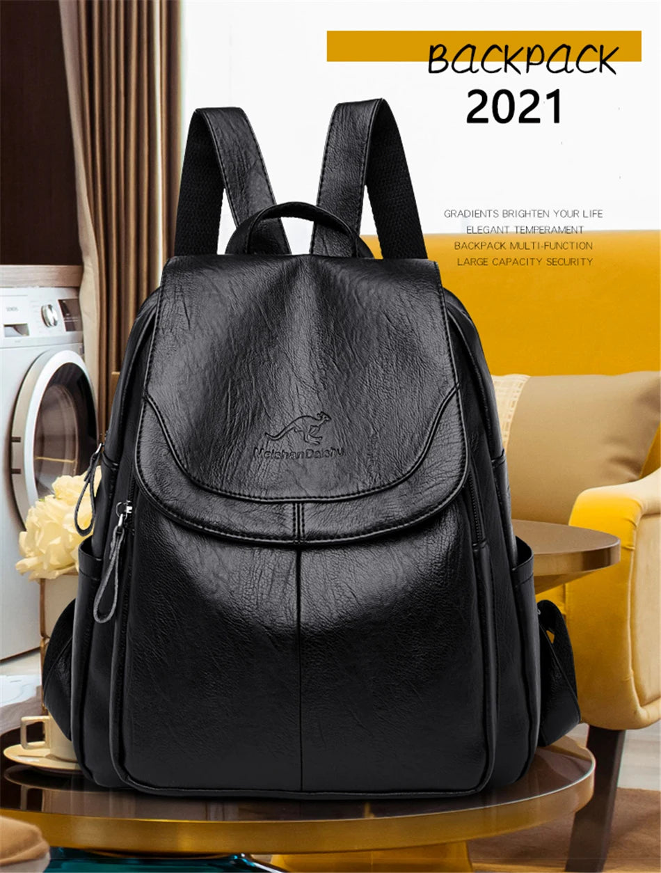 White Women Backpack Female Leather Backpacks Ladies Sac A Dos School Bags for Girls Large Travel Back Pack Rucksacks - EUFASHIONBAGS