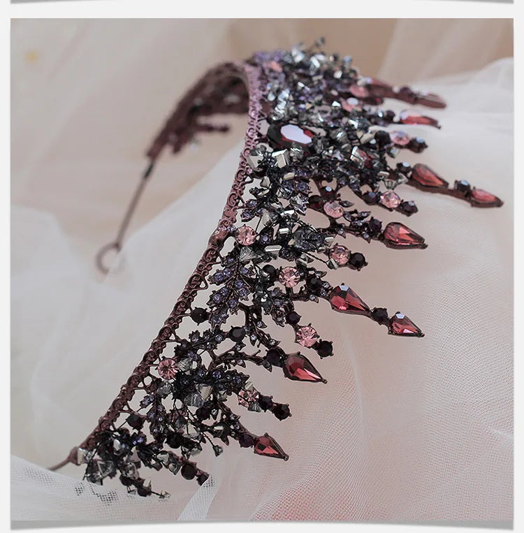 Vintage Baroque Headbands Purple Crystal Tiaras Crowns Bride Noiva Headpieces Bridal Wedding Party Hair Jewelry Rhinestone Crown - EUFASHIONBAGS