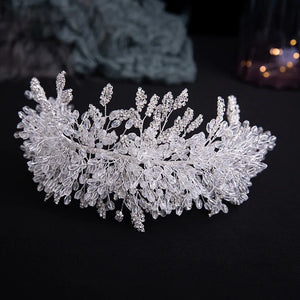 Luxury Crystal Beads Floral Wedding Headbands Bridal Hair Accessories Rhinestone Crown Hairband Bride Tiaras Handmade Headpiece