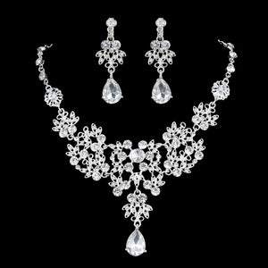 Hot Sale Rhinestone Crystal Wedding Bridal Jewelry Sets Women Bride Tiara Crowns Earring Necklace Set Wedding Hair Accessories