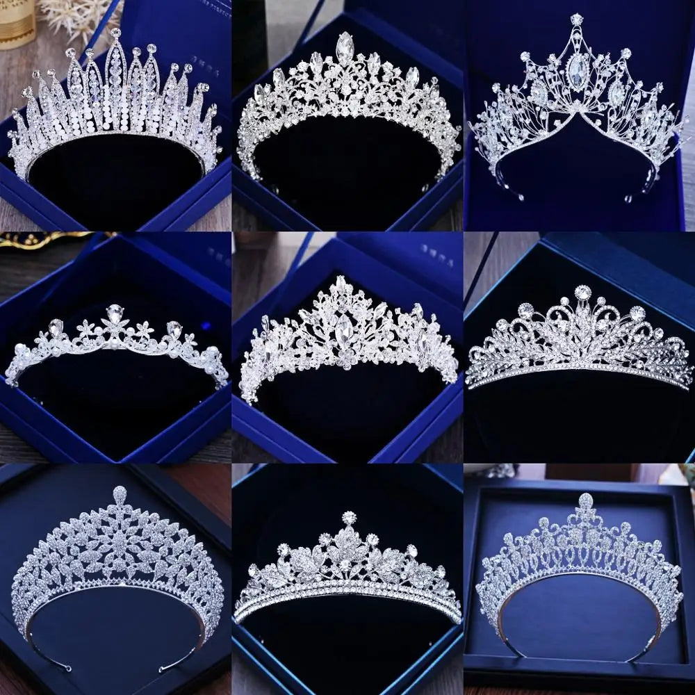 Diverse Silver Gold Color Crystal Crowns Bride tiara Fashion Queen For Wedding Crown Headpiece Wedding Hair Jewelry Accessories - EUFASHIONBAGS