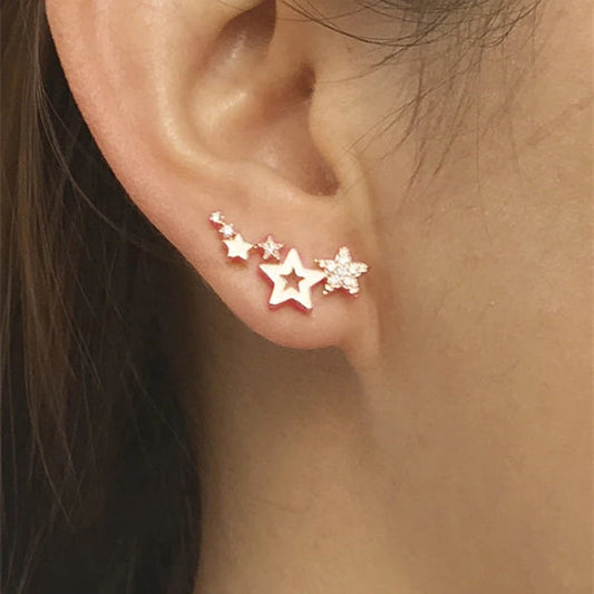 Hot Selling Simple Stylish Star Women Drop Earrings Shiny White Zircon Exquisite Versatile Female Earring Fashion Jewelry