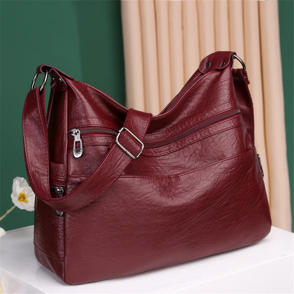 3 Layers Zippers Shoulder Handbag High Quality Big Shoulder Crossbody Bags Luxury Designer Messenger Sac Small Casual Tote Bags - EUFASHIONBAGS