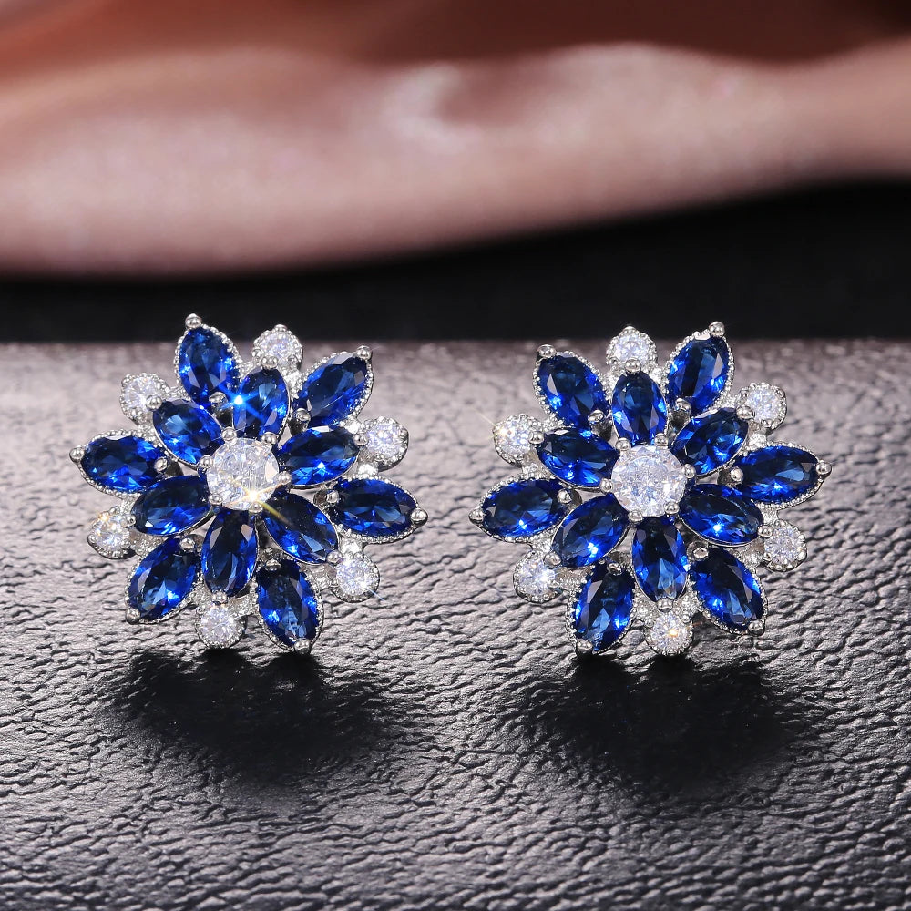 Gorgeous Double Layer Flower Women Stud Earring 7 Colors Available Wedding Dancing Party Gift Female Classic Earring - EUFASHIONBAGS