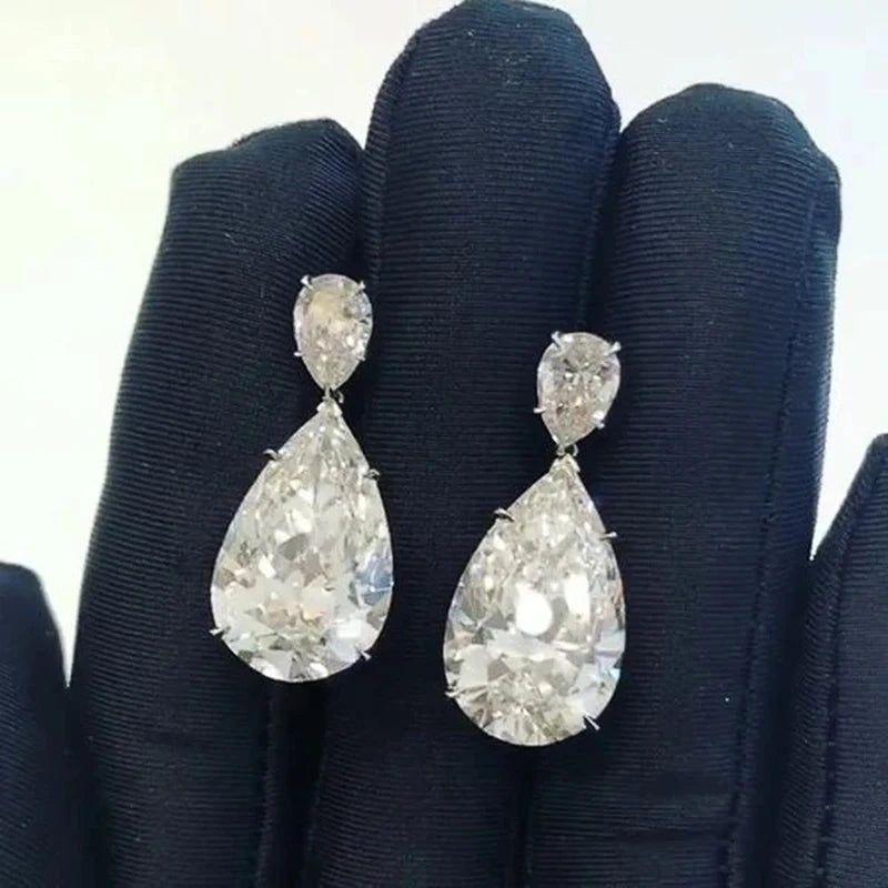 Dangle Earrings for Women Crystal Teardrop Cubic Zirconia Luxury Bride Wedding Earrings Trendy Jewelry