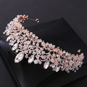 Baroque Handmade Crystal Beads Heart Bridal Tiaras Crown Luxury Rhinestone Prom Pageant Diadem Headband Wedding Hair Accessories