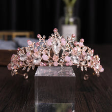 Cargar imagen en el visor de la galería, Handmade Crystal Rose Gold Crown And Tiara Queen Princess Taira Headpiece Diadem Wedding Hair Accessories Bridal Hair Jewelry