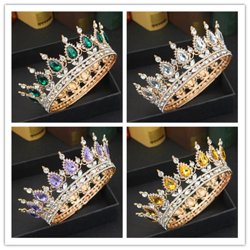 Rhinestone Queen King Wedding Tiara Crown Bridal Crystal Diadem Women/Me Pageant Prom Bride Head Jewelry Accessories