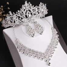 Cargar imagen en el visor de la galería, Baroque Luxury Crystal Beads Bridal Jewelry Sets Rhinestone Tiaras Crown Necklace Earrings Set Wedding African Hair Jewelry Set