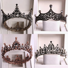 画像をギャラリービューアに読み込む, Baroque Black Crystal Big Round Bridal Tiaras Crowns Pageant Prom Diadem Rhinestone Veil Tiara Headband Wedding Hair Accessories