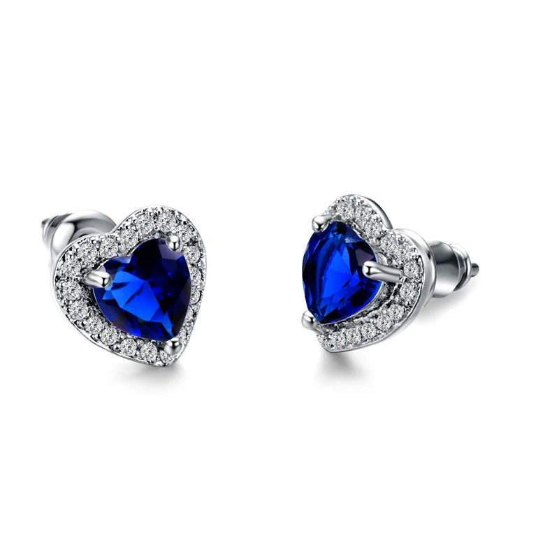 Classic Heart Shape Women Stud Earring Gorgeous Micro Paved CZ Stone Romantic Girl Accessories Classic Earring