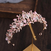 Cargar imagen en el visor de la galería, Handmade Crystal Rose Gold Crown And Tiara Queen Princess Taira Headpiece Diadem Wedding Hair Accessories Bridal Hair Jewelry