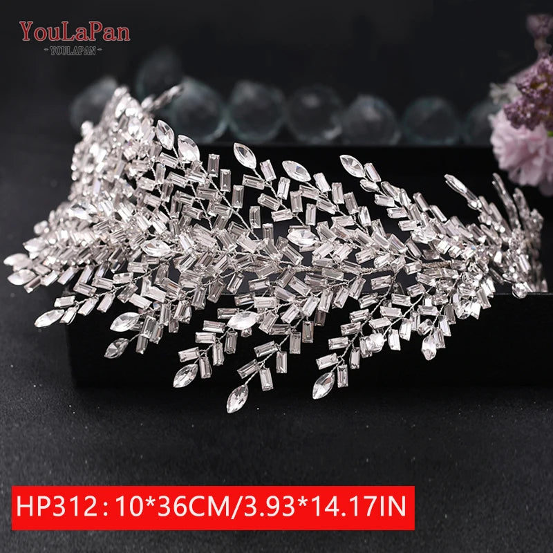 Bridal Tiaras for Wedding Rhinestone Hair Piece Crystal Headpiece Wedding Headpieces for Bride Hair Jewelry HP304 - EUFASHIONBAGS