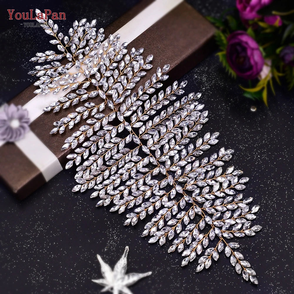 Handmade Crystal Rhinestones Silver Golden Wedding Headband Headpiece Jewelled Headband Wedding Hair Jewelry - EUFASHIONBAGS