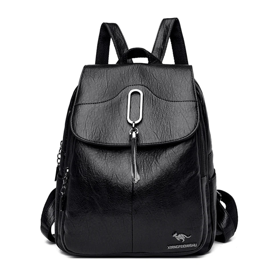 Women Soft Leather Backpacks High Capacity Female Back Pack Casual Travel Ladies Bagpack Machial Feminina for Teenager Grils - EUFASHIONBAGS