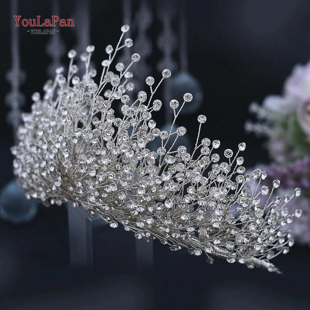 AB Colorful Rhinestone Princess Crown Luxury Crystal AB Bridal Crown Tiaras Fashion Women Hair Accessories HP193P-C