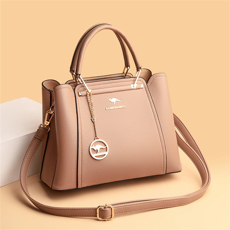 Soft Leather Luxury Handbags Women Bags Designer 3 Layers Shoulder Crossbody Sac Ladies Large Capacity Shopping Messenger Tote - EUFASHIONBAGS