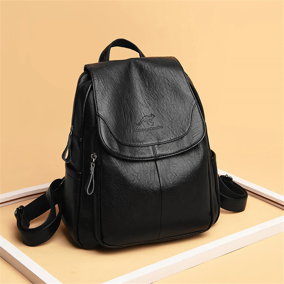 White Women Backpack Female Leather Backpacks Ladies Sac A Dos School Bags for Girls Large Travel Back Pack Rucksacks - EUFASHIONBAGS