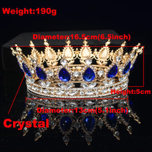 Cargar imagen en el visor de la galería, Luxury Crystal Tiaras and Crowns Queen King Headpiece Rhinestone Diadem Women/Girl Wedding Bride Hair Jewelry Accessories