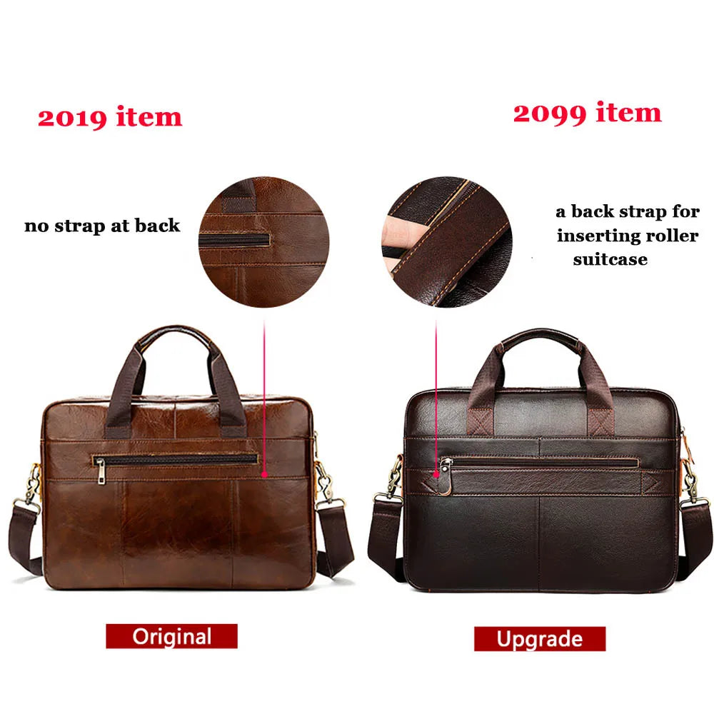 Men's Briefcases Men's Bags Genuine Leather Lawyer/Office Bag Laptop Bag Men's Leather Briefcases Bag for Documents - EUFASHIONBAGS