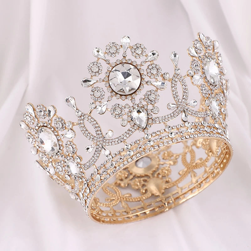 Full Crystal Queen Tiaras and Crowns Wedding Bridal Hair Jewelry Accessories For Women Pageant Diadem Bride Hair Ornaments - EUFASHIONBAGS