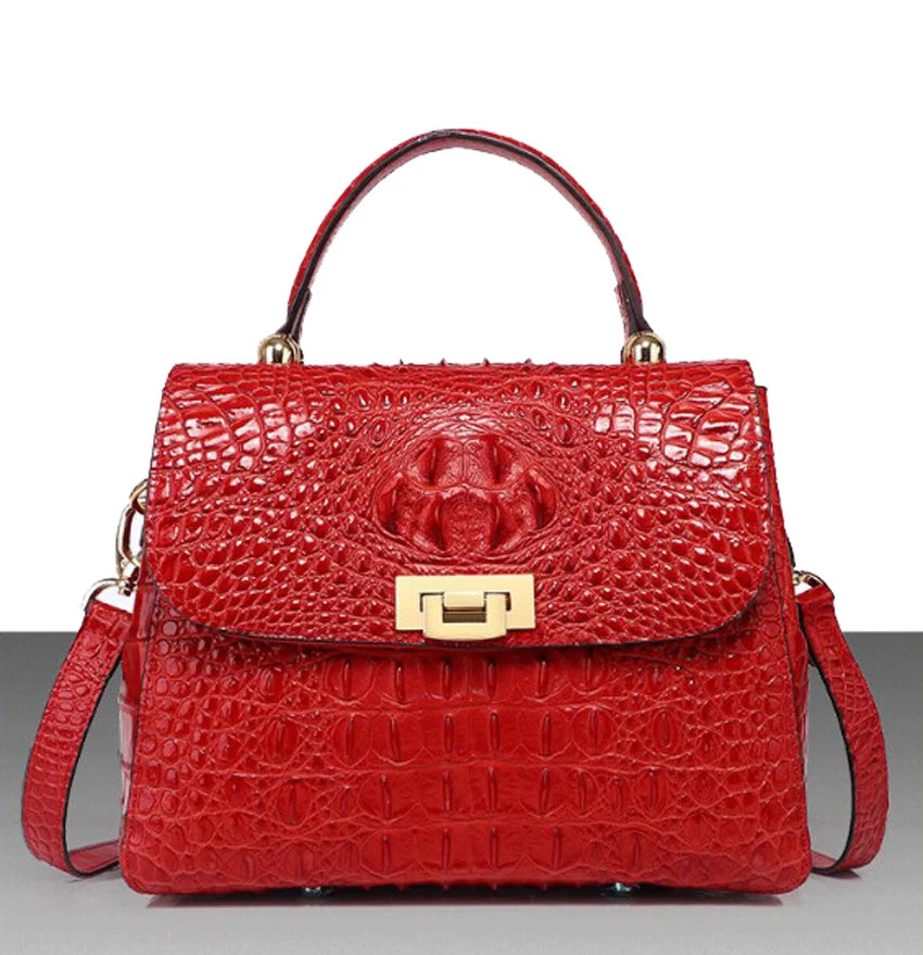 Genuine Leather Women Handbags Embossed New Superior Cowhide Crocodile pattern Fashion Luxury Lether tote Bag for women - EUFASHIONBAGS