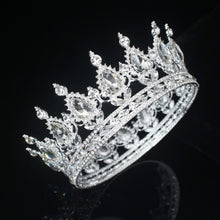 Cargar imagen en el visor de la galería, Crystal Queen King Tiaras and Crowns Bridal Diadem Women/Men Hair Ornaments Bride Rhinestone Wedding Head Jewelry Accessories