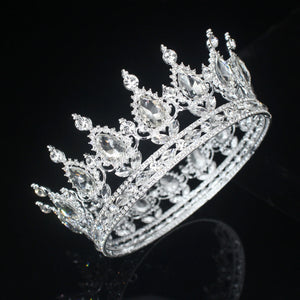 Crystal Queen King Tiaras and Crowns Bridal Diadem Women/Men Hair Ornaments Bride Rhinestone Wedding Head Jewelry Accessories