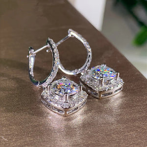 New Trendy Square Shape Drop Earrings Brilliant Bridal Engagement Wedding Jewelry Elegant Female Dangle Earring Nice Gift