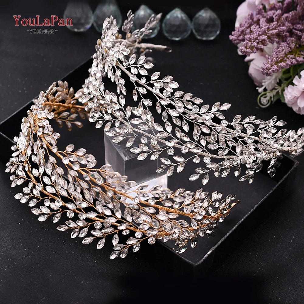 Bridal Tiaras for Wedding Rhinestone Hair Piece Crystal Headpiece Wedding Headpieces for Bride Hair Jewelry HP304 - EUFASHIONBAGS