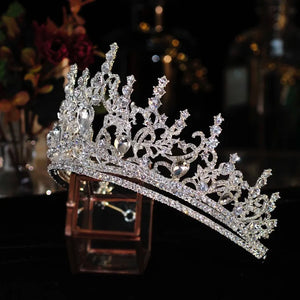 Baroque Luxury Bling Crystal Heart Bridal Tiaras Crown Big Rhinestone Pageant Diadem Bride Hairbands Wedding Hair Accessories