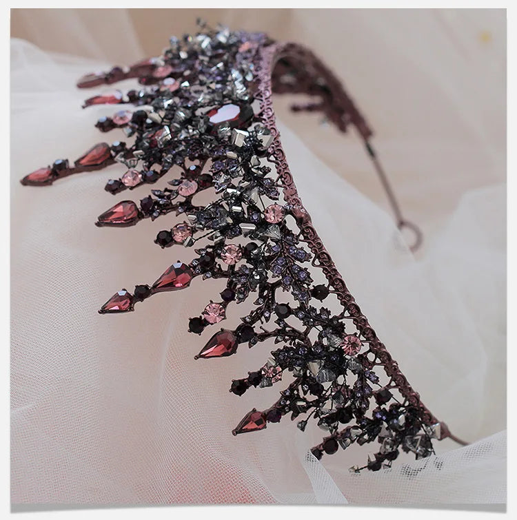 Vintage Baroque Headbands Purple Crystal Tiaras Crowns Bride Noiva Headpieces Bridal Wedding Party Hair Jewelry Rhinestone Crown - EUFASHIONBAGS