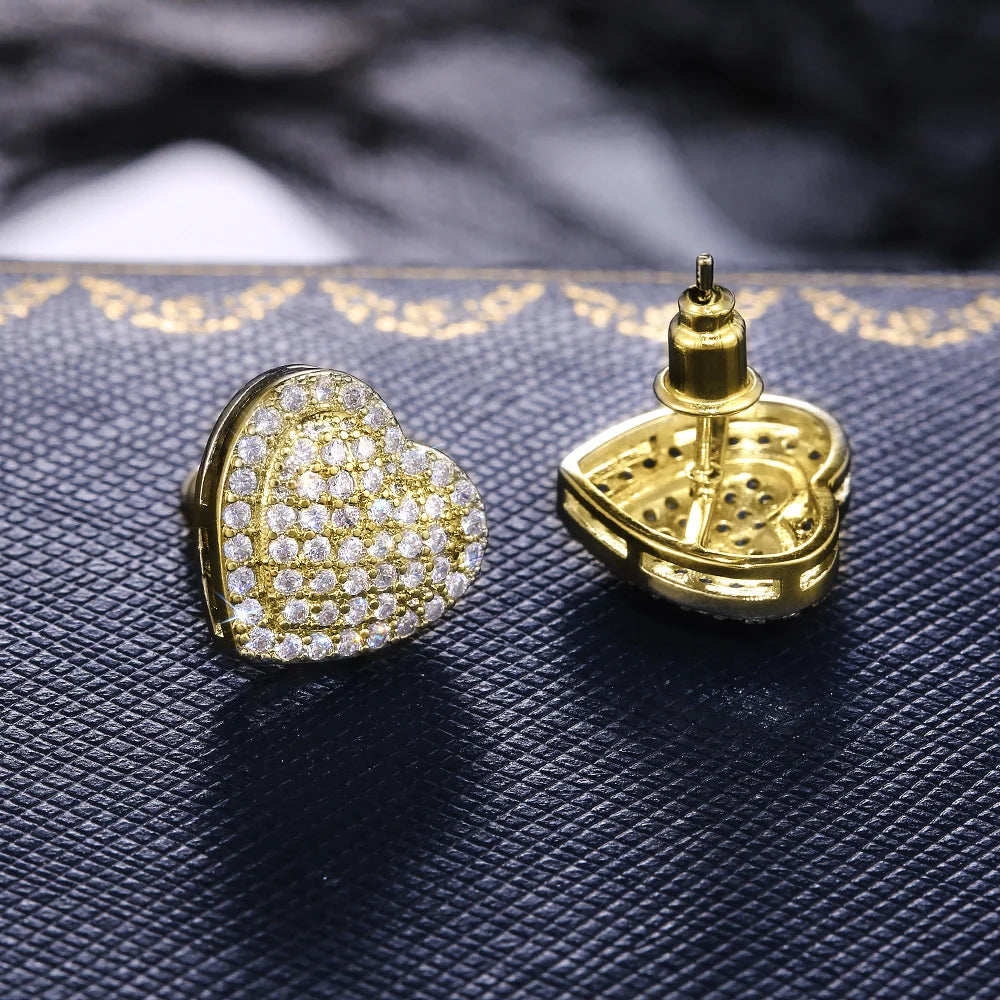 Classic Design Dazzling Heart Stud Earrings for Women High Quality Romantic Female Accessories Timeless Styling Jewelry