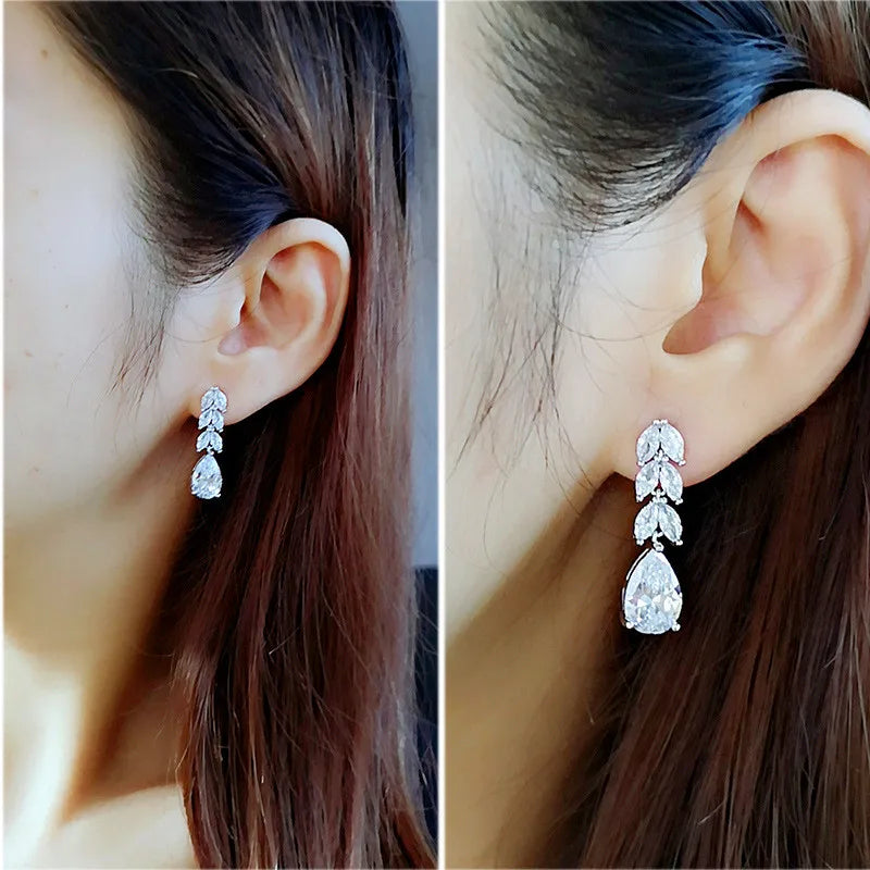 Women Drop Earring Crystal Zircon Gorgeous Girl Wedding Party Fashion Jewelry High Quality New Arrival Earrings - EUFASHIONBAGS