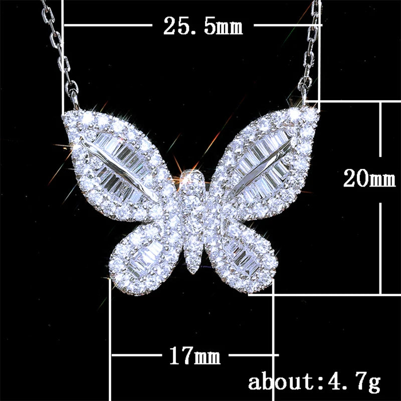 Luxury Butterfly Delicate Pendant Necklace Daily Wear Fashion Item Women Jewelry Inlaid CZ Stone Brilliant Necklace Gifts - EUFASHIONBAGS