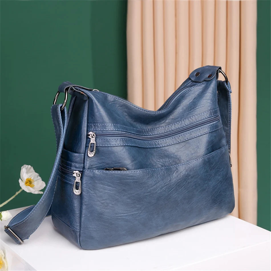 3 Layers Zippers Shoulder Handbag High Quality Big Shoulder Crossbody Bags Luxury Designer Messenger Sac Small Casual Tote Bags - EUFASHIONBAGS