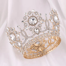 Cargar imagen en el visor de la galería, Big Round Tiaras and Crowns Baroque Crystal Wedding Hair Jewelry Accessories Queen Princess Diadem Bridal Women Hair Ornaments