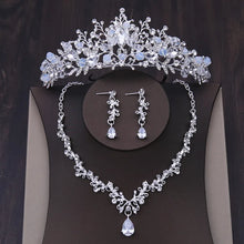 Load image into Gallery viewer, Luxury Crystal Heart Wedding Jewelry Sets Rhinestone Crown Tiara Choker Necklace Earrings Bridal Dubai African Beads Jewelry Set