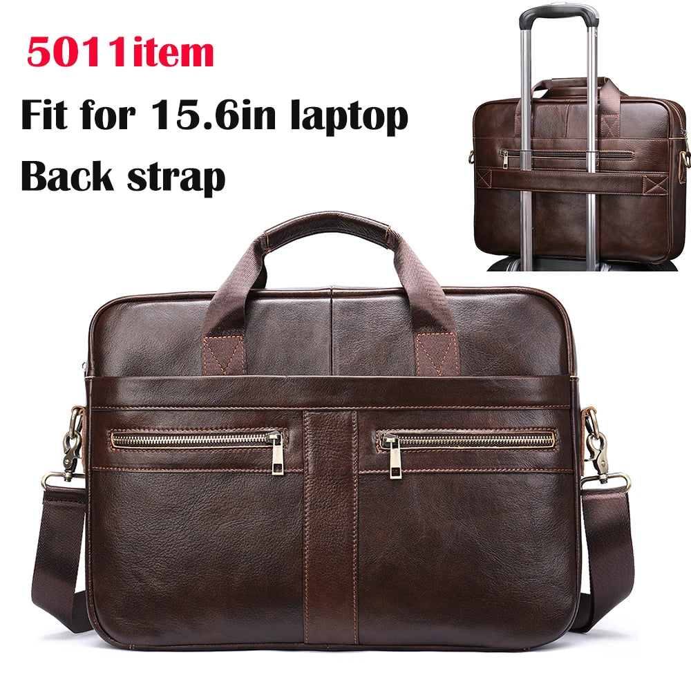 Men's Briefcases Men's Bags Genuine Leather Lawyer/Office Bag Laptop Bag Men's Leather Briefcases Bag for Documents - EUFASHIONBAGS