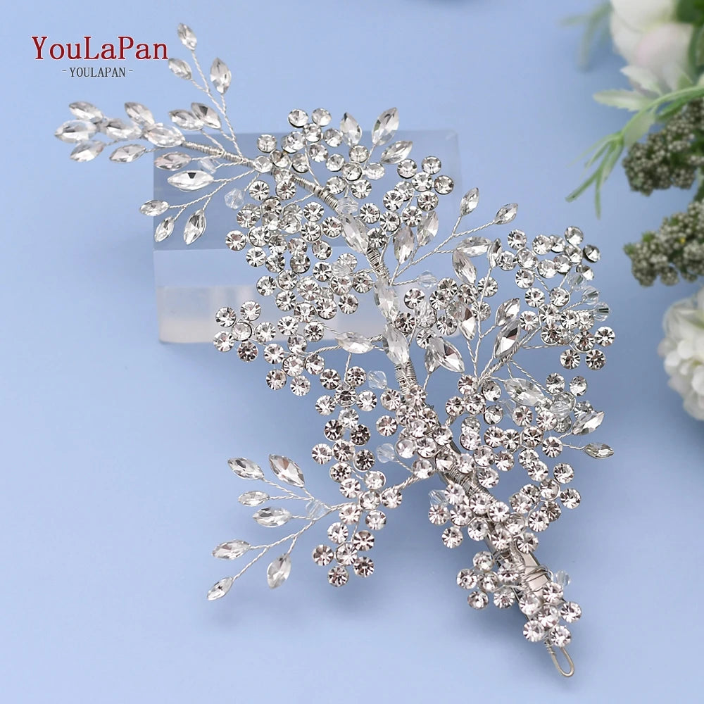 Luxury Crystal Bridal Headpiece Floral Wedding Hair Vine Clip Party Prom Hair Jewelry Brides Hair Accessories - EUFASHIONBAGS