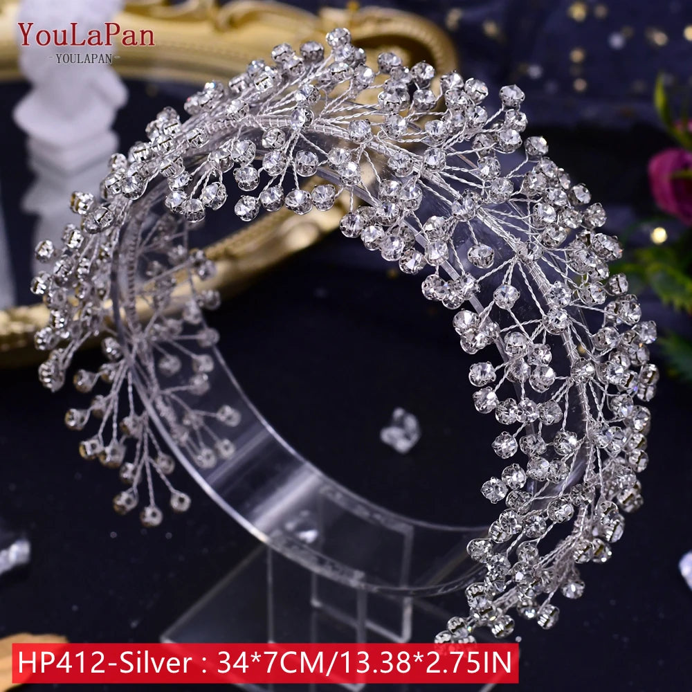 Bridal Tiaras for Wedding Rhinestone Hair Piece Crystal Headpiece Wedding Headpieces for Bride Hair Jewelry HP304 - EUFASHIONBAGS