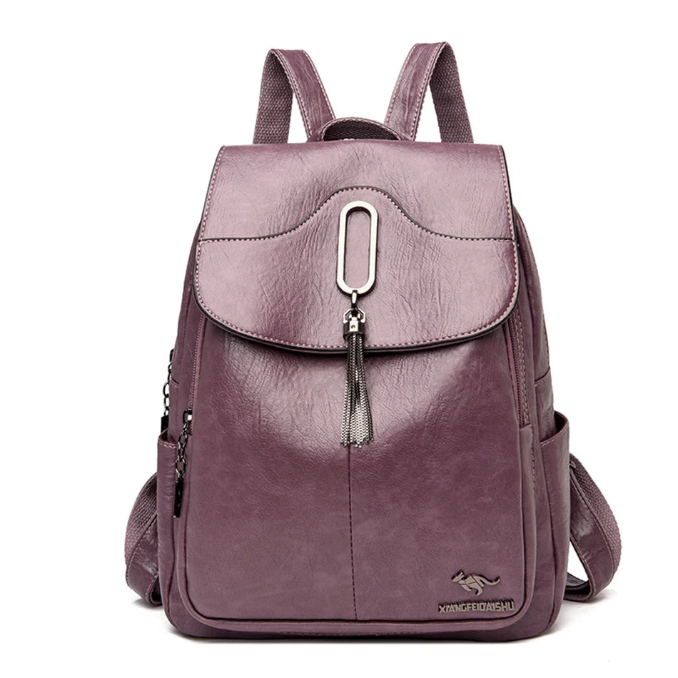 Women Soft Leather Backpacks High Capacity Female Back Pack Casual Travel Ladies Bagpack Machial Feminina for Teenager Grils - EUFASHIONBAGS