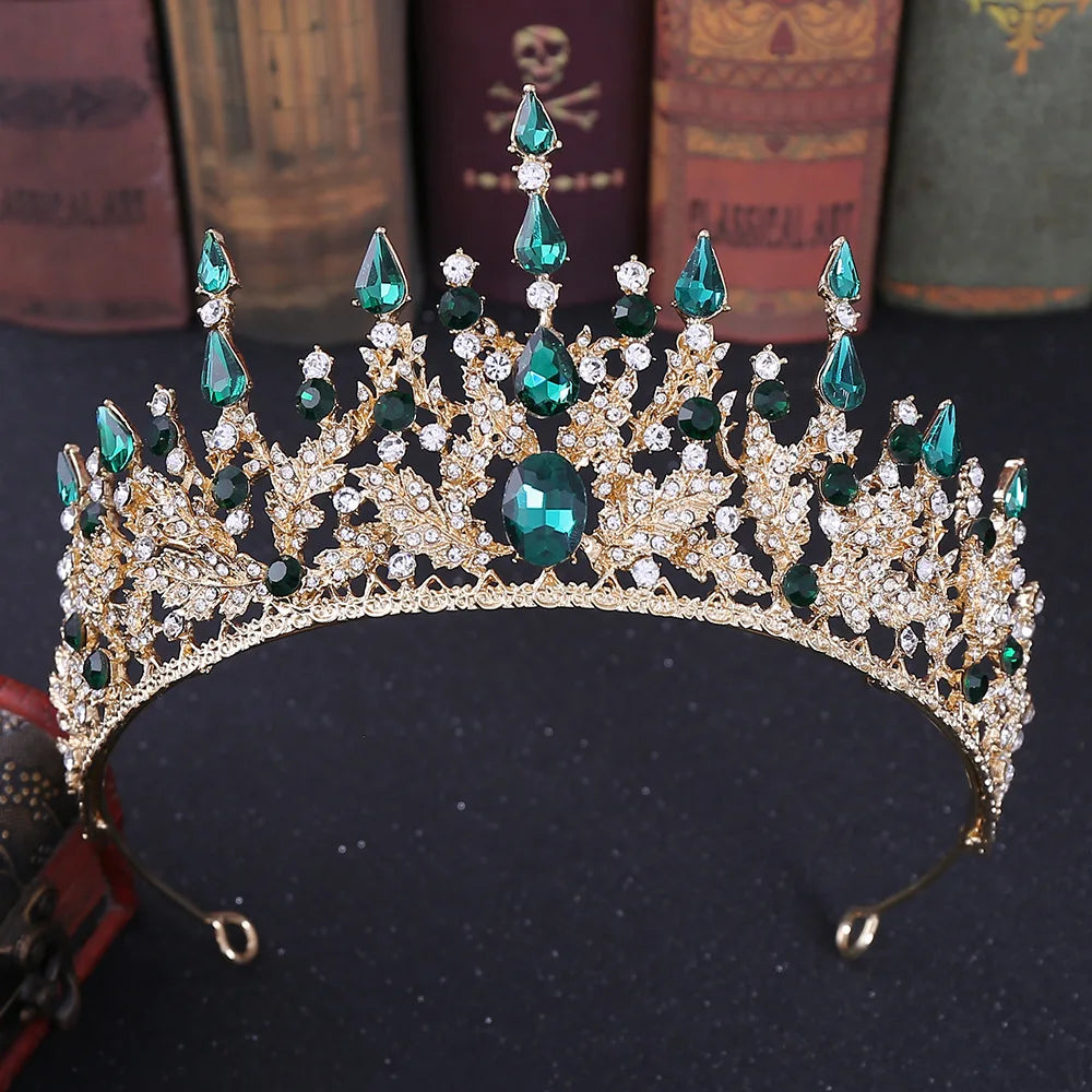 Baroque Retro Bronze Violet Crystal Bridal Tiaras Crown Rhinestone Pageant Diadem Veil Tiara Headbands Wedding Hair Accessories - EUFASHIONBAGS