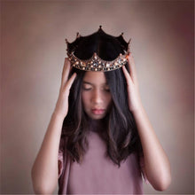 Cargar imagen en el visor de la galería, Women New Baroque Large Crystal Floral Crown for Kings Queens Tiaras Beauty Pageant Bride Wedding Hair Jewelry Accessories