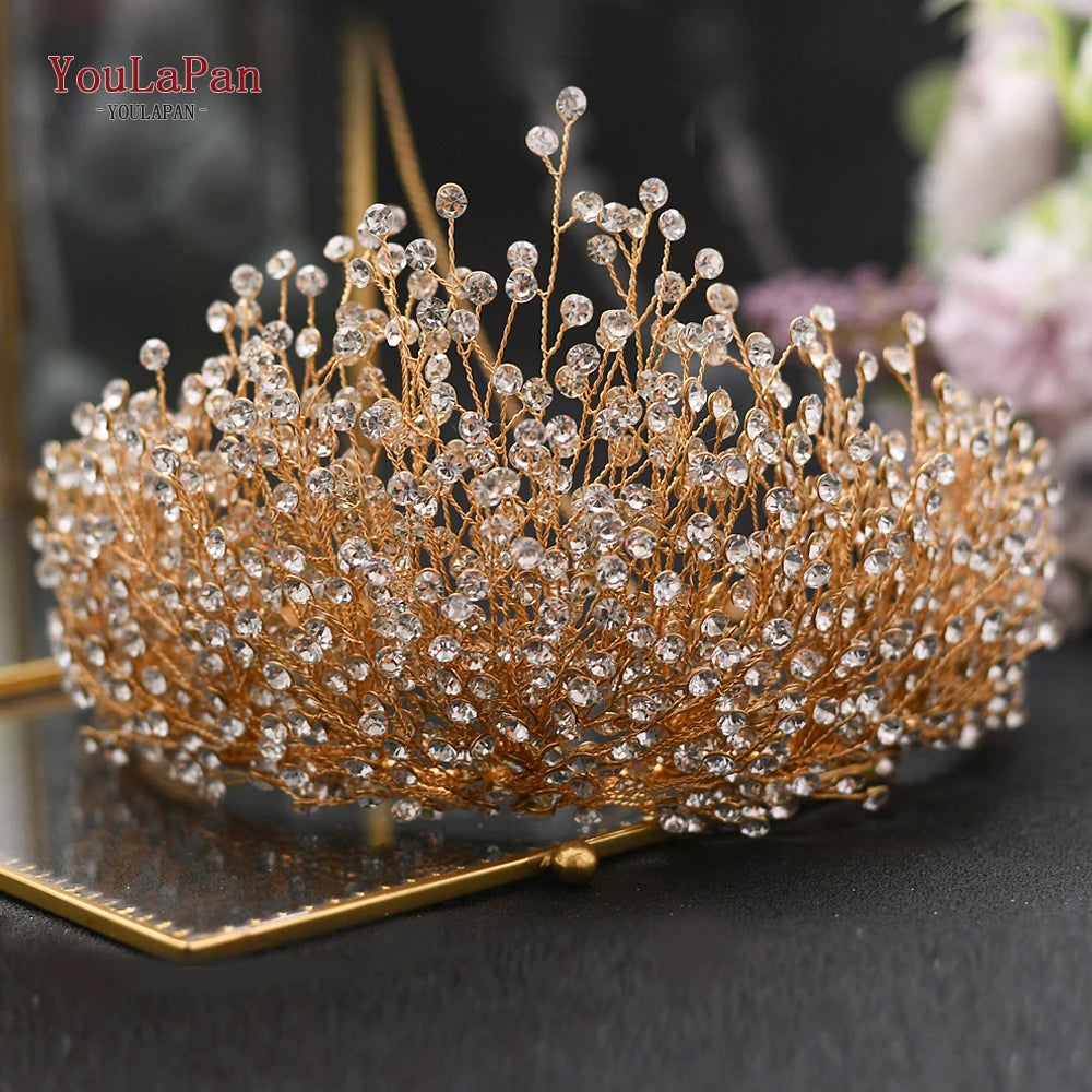 AB Colorful Rhinestone Princess Crown Luxury Crystal AB Bridal Crown Tiaras Fashion Women Hair Accessories HP193P-C - EUFASHIONBAGS